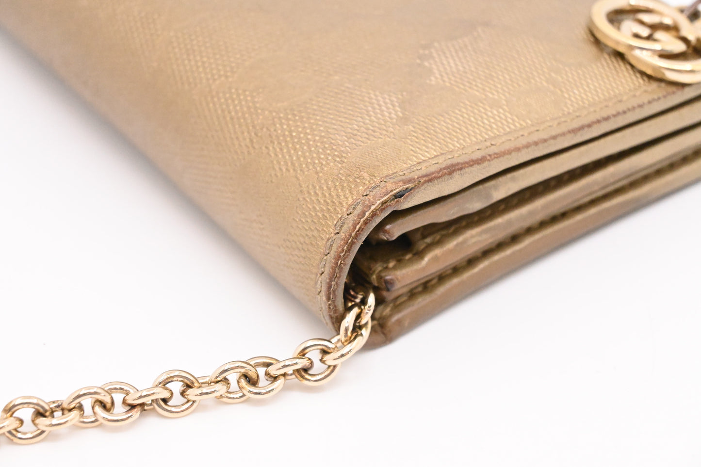 Gucci Chain Wallet in Gold Leather