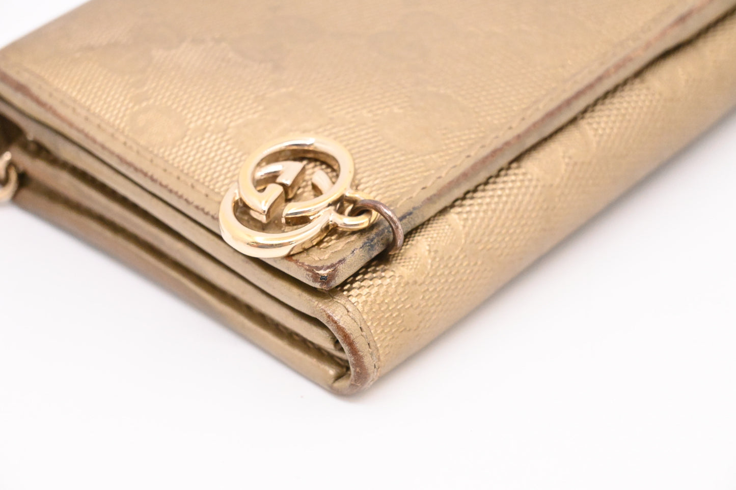 Gucci Chain Wallet in Gold Leather