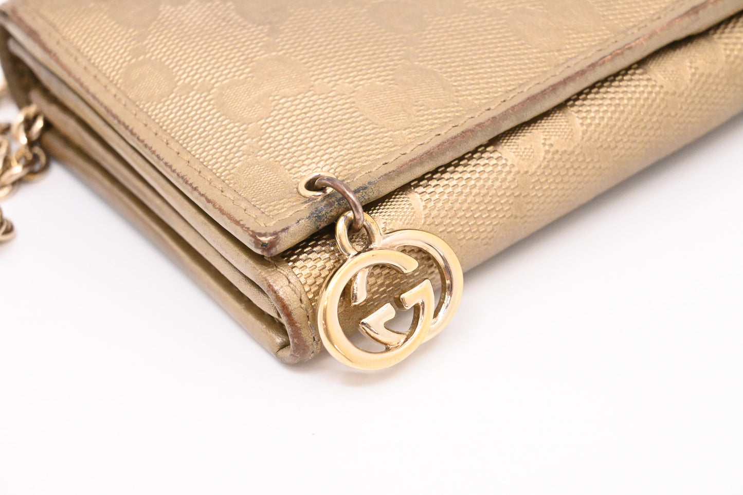 Gucci Chain Wallet in Gold Leather