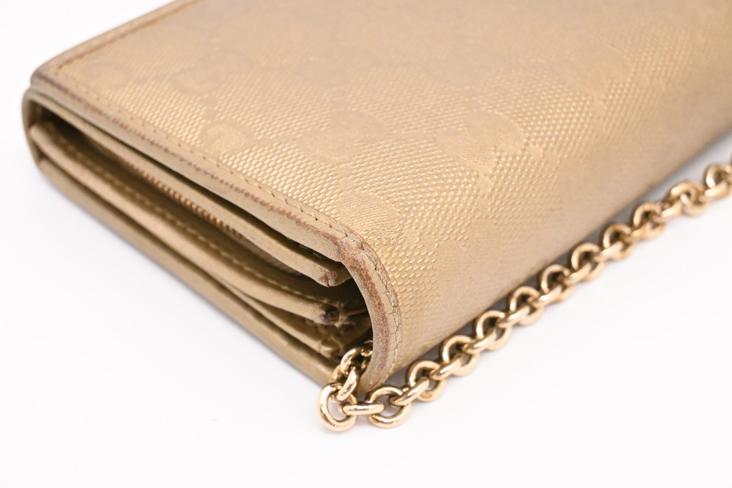 Gucci Chain Wallet in Gold Leather