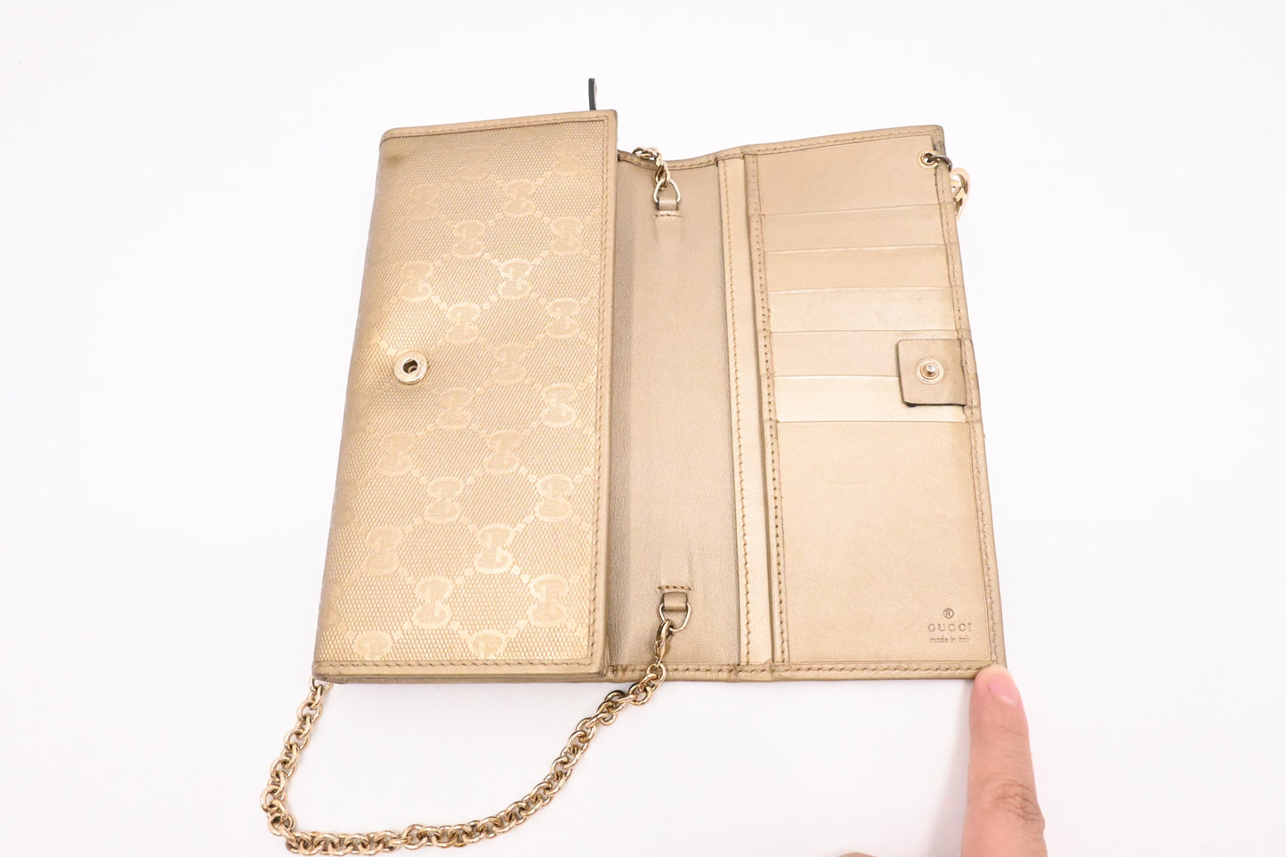 Gucci Chain Wallet in Gold Leather