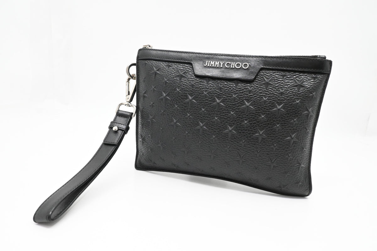 Jimmy Choo Wrist Pouch in Stars Black Leather