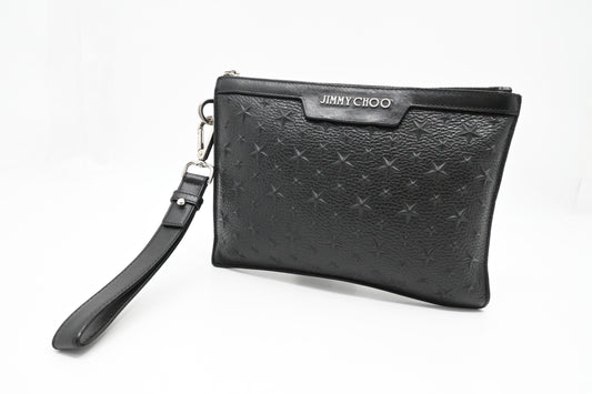 Jimmy Choo Wrist Pouch in Stars Black Leather