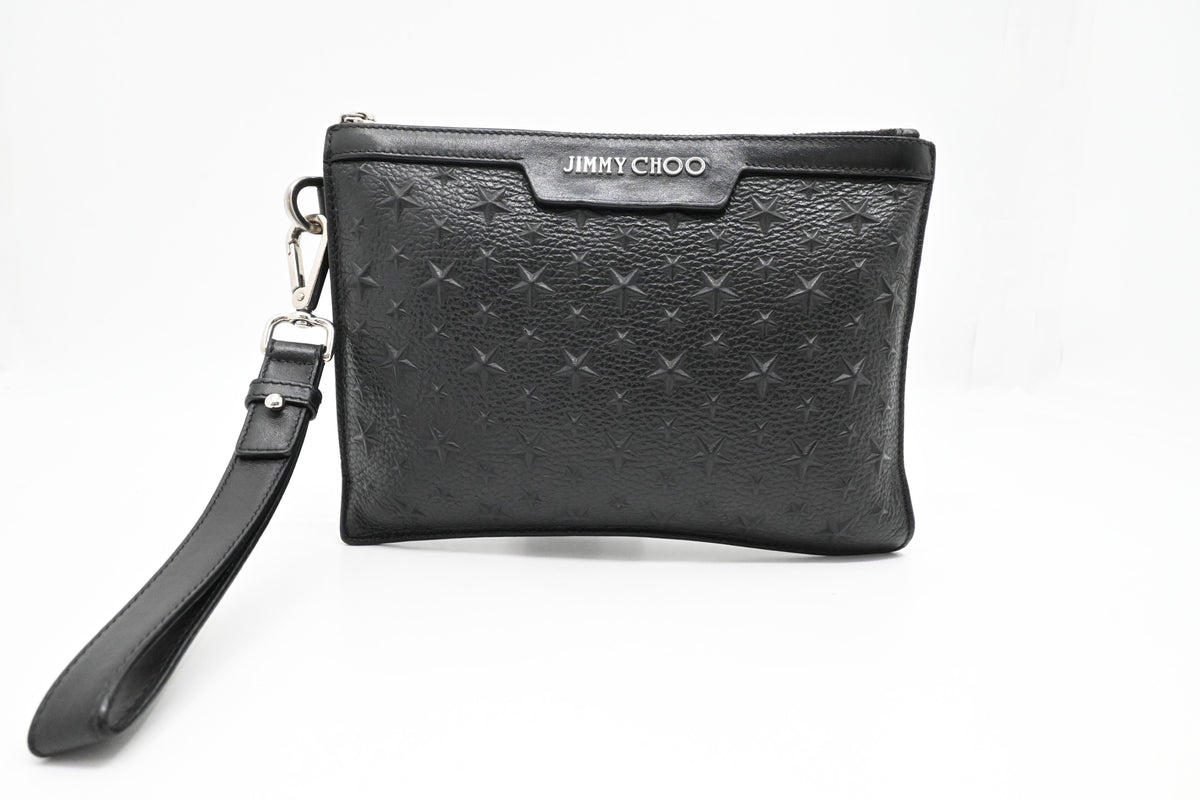 Jimmy Choo Wrist Pouch in Stars Black Leather