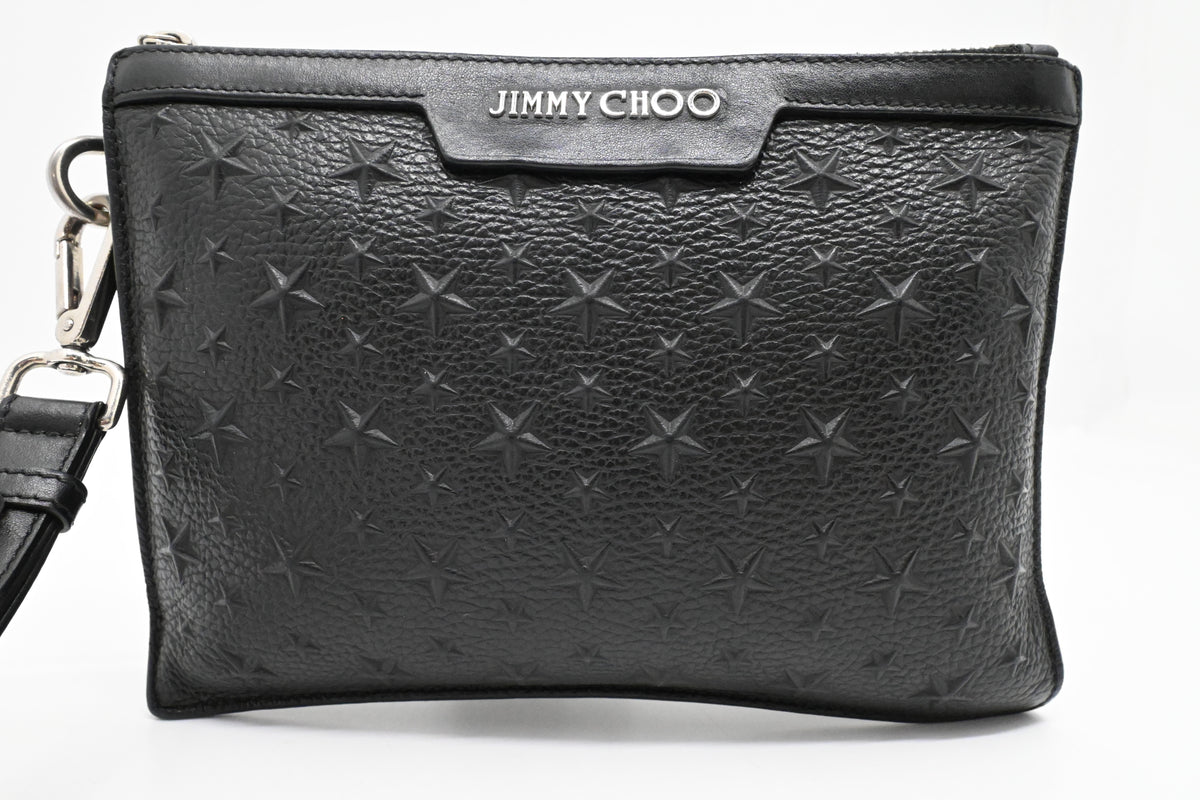 Jimmy Choo Wrist Pouch in Stars Black Leather