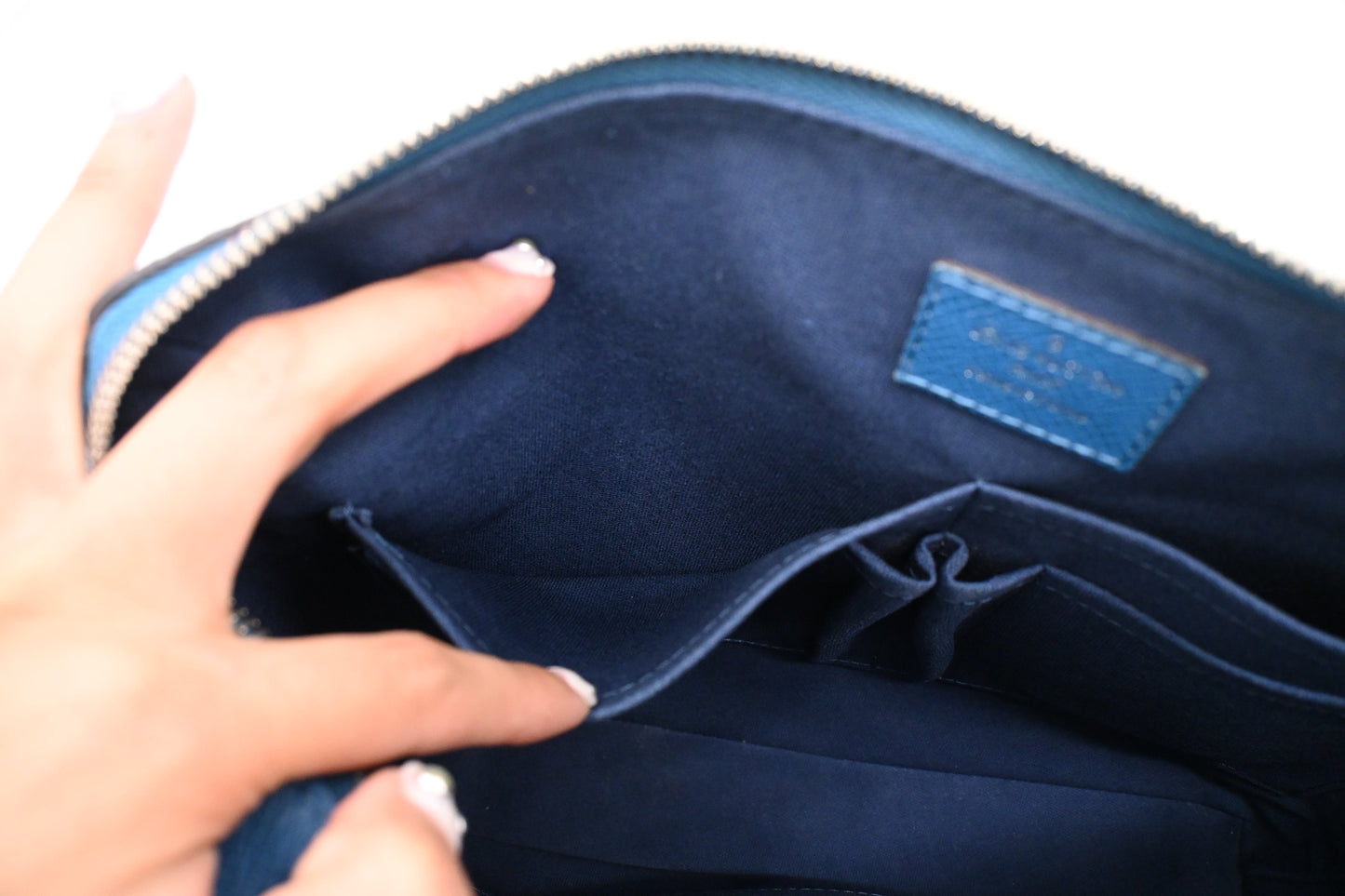 Louis Vuitton Grigori PM in Blue Taiga Leather