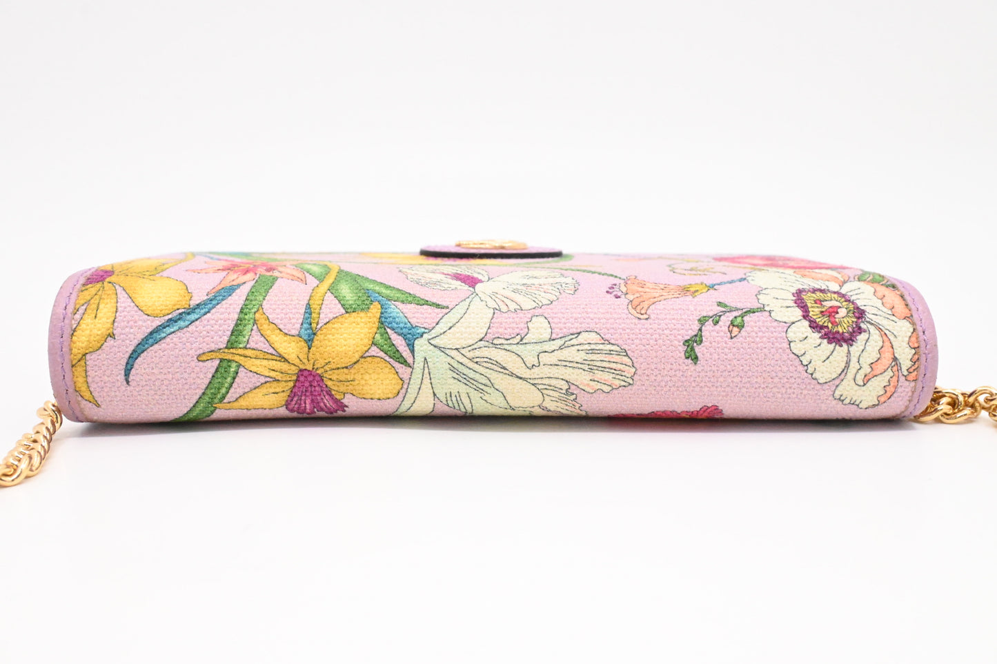 Gucci Flora Wallet on Chain in Lavender Canvas