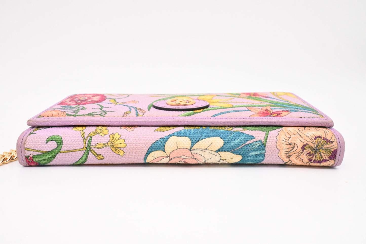 Gucci Flora Wallet on Chain in Lavender Canvas