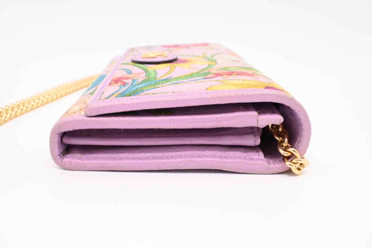 Gucci Flora Wallet on Chain in Lavender Canvas