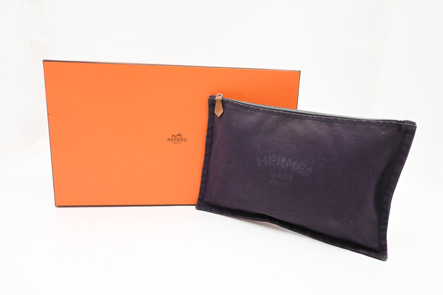 Hermes Bain Pouch in Purple Canvas