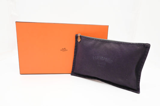 Hermes Bain Pouch in Purple Canvas
