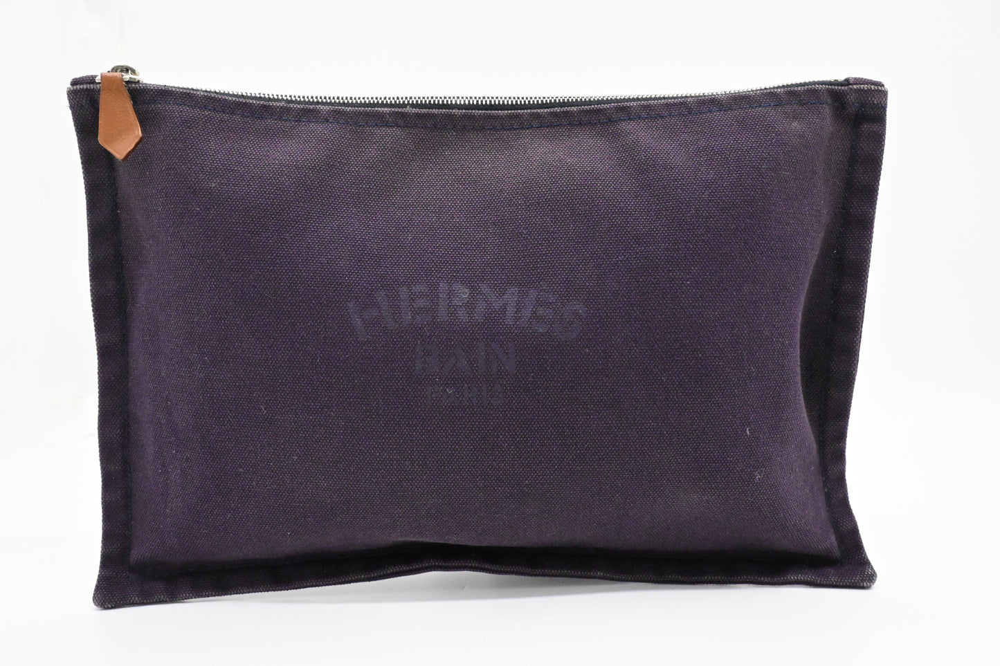 Hermes Bain Pouch in Purple Canvas