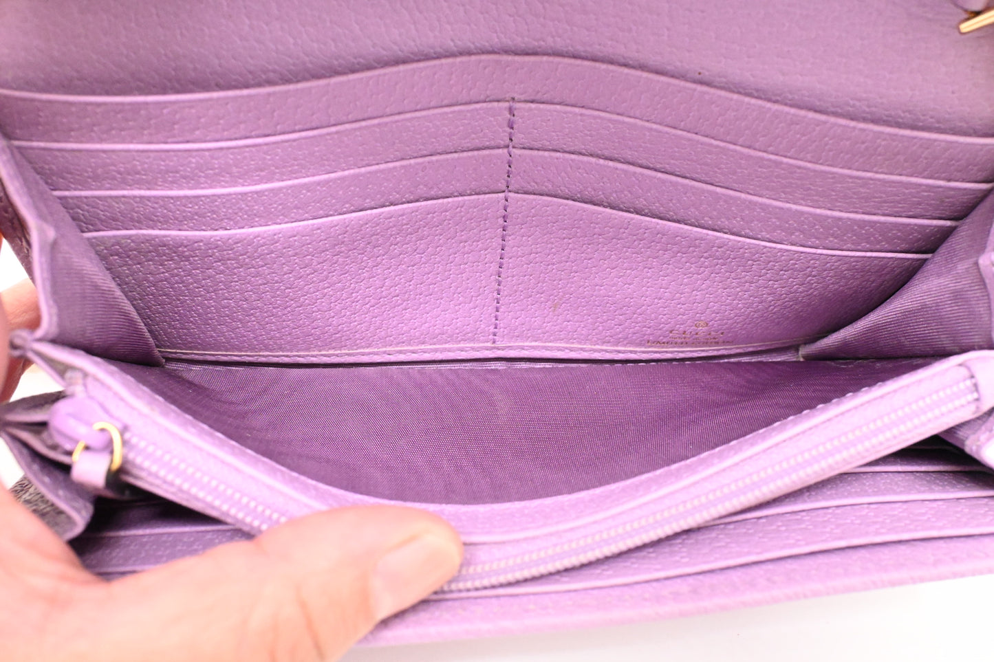 Gucci Flora Wallet on Chain in Lavender Canvas