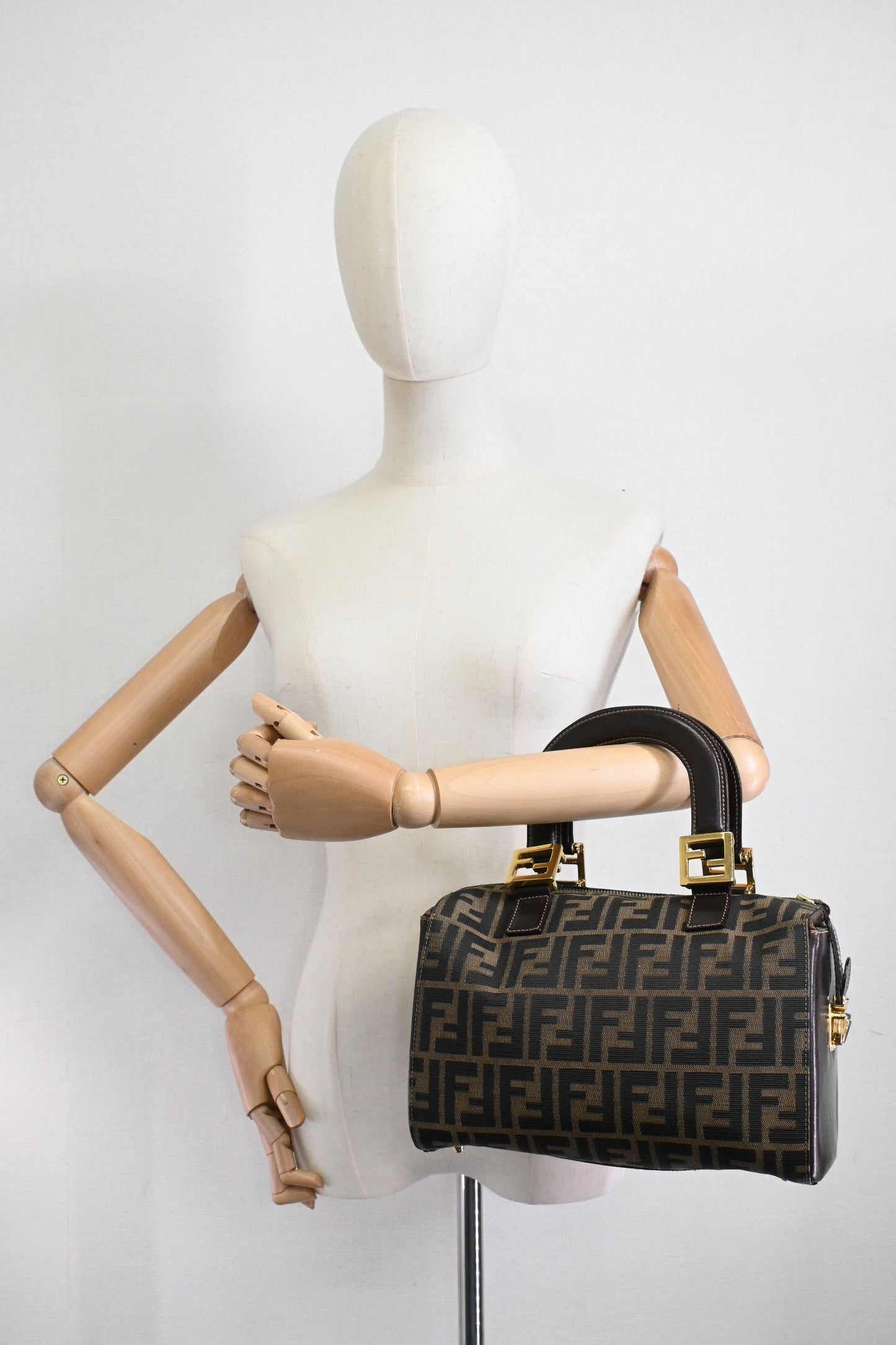 Fendi Mini Boston Bag in Zucca Canvas