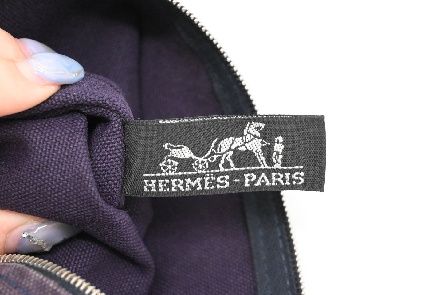 Hermes Bain Pouch in Purple Canvas