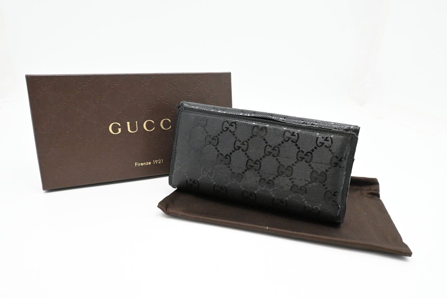 Gucci Long Wallet in Black Imprime Canvas