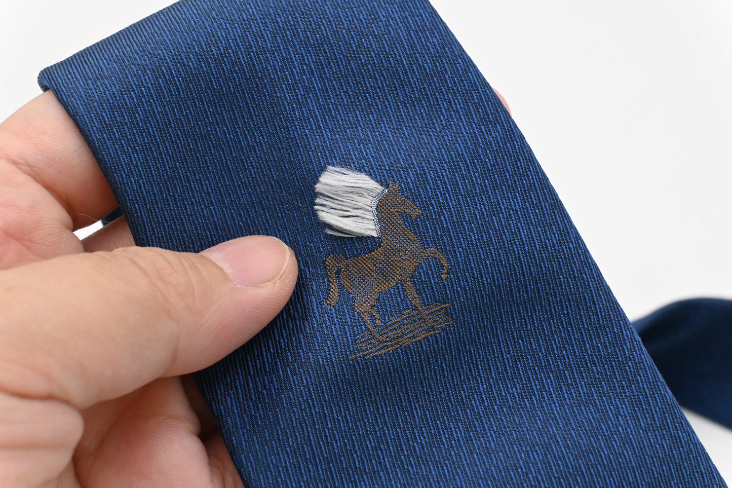 Hermes Horse Tie in Blue Silk