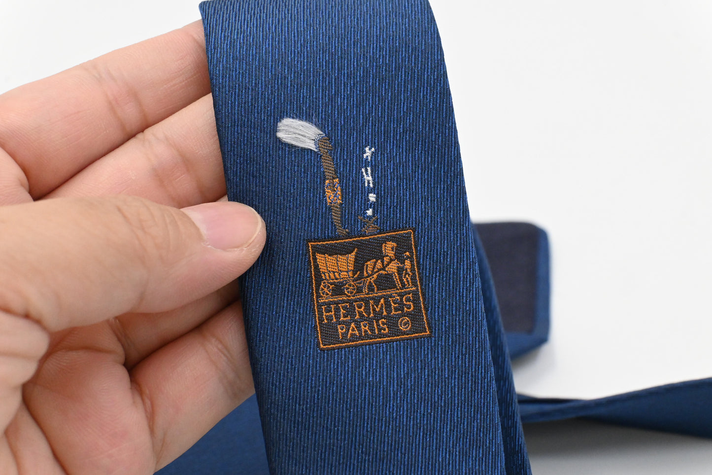 Hermes Horse Tie in Blue Silk