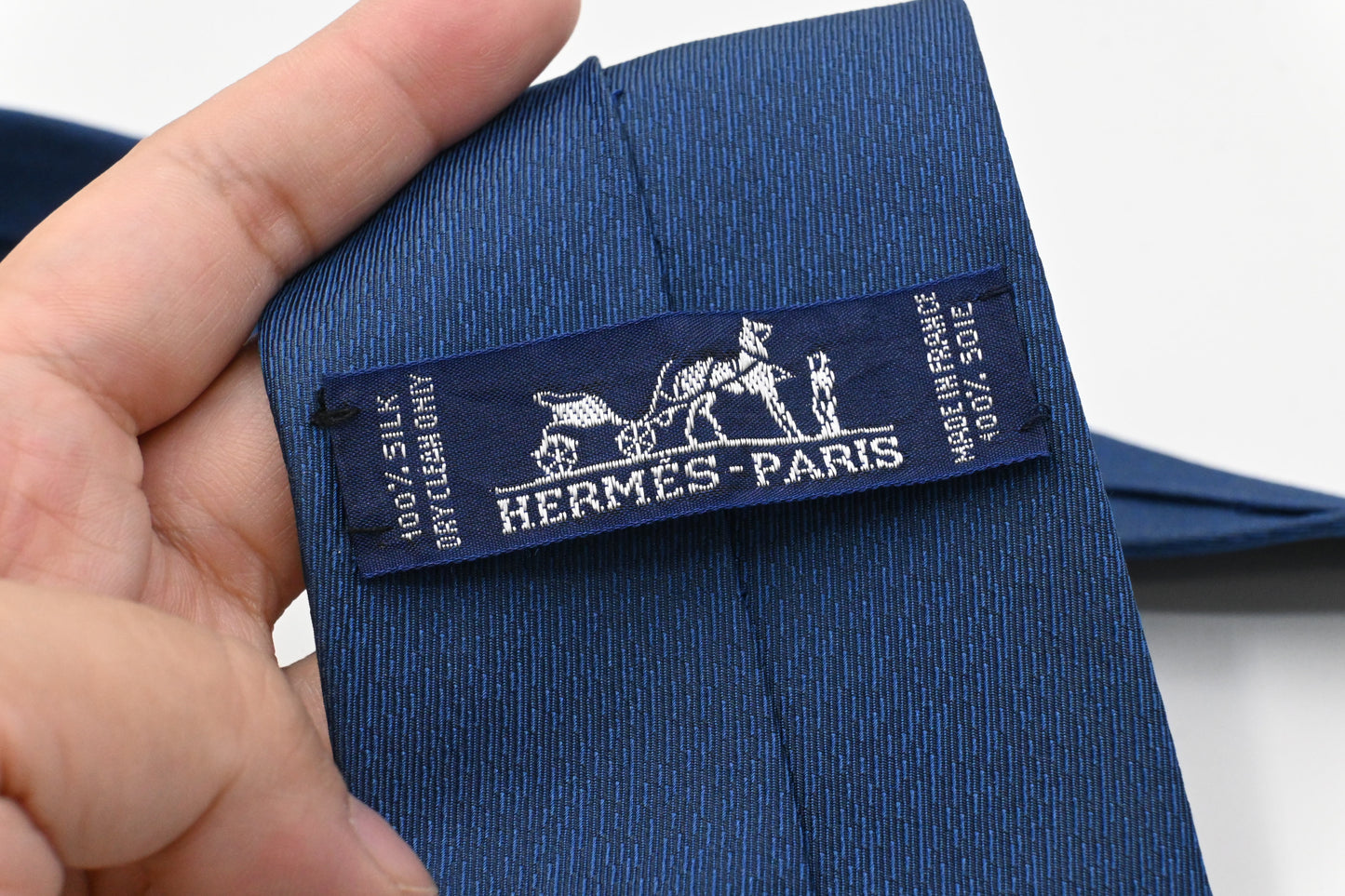 Hermes Horse Tie in Blue Silk