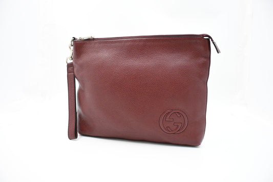 Gucci Wrist Pouch in Burgundy Leather