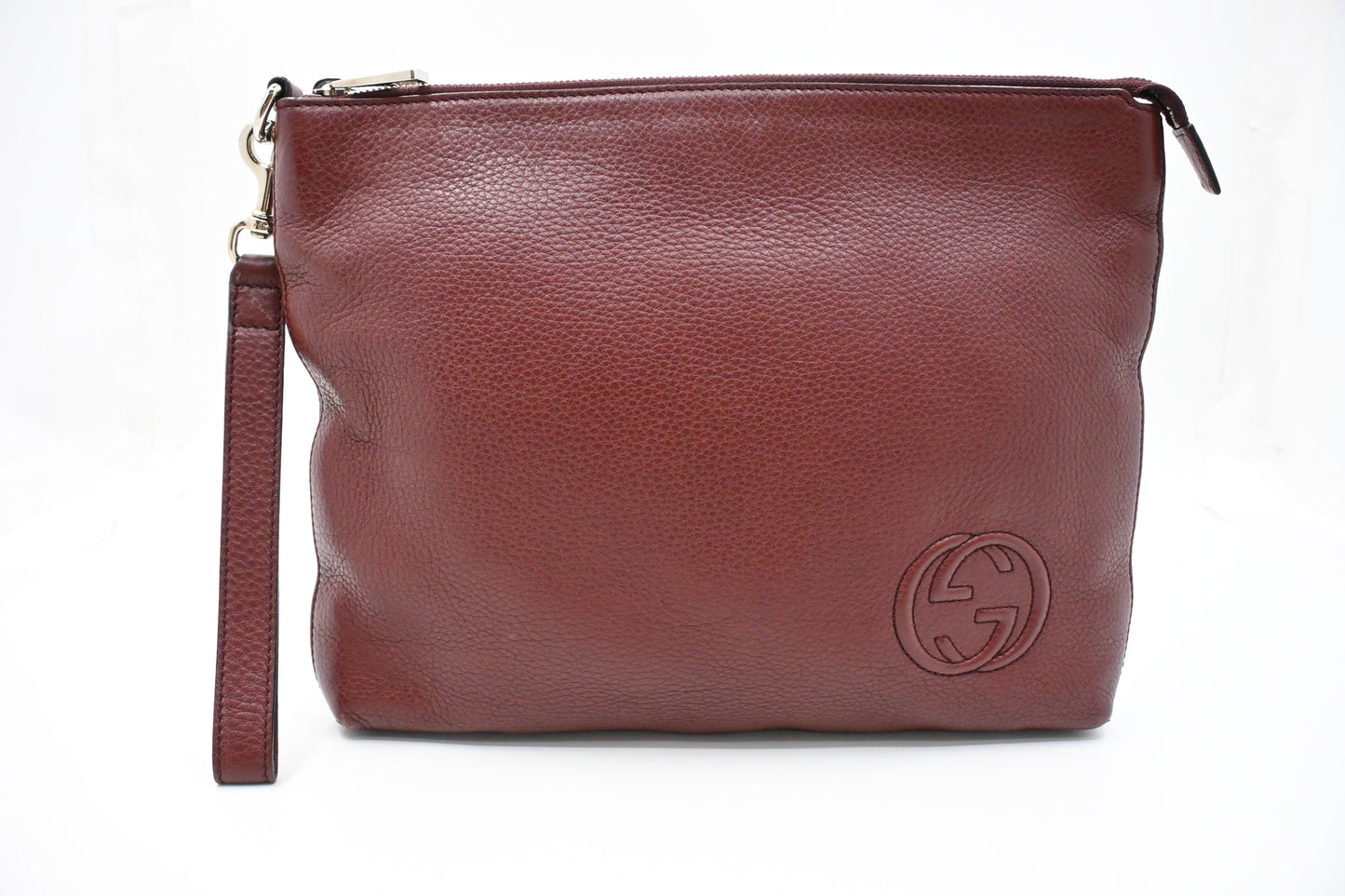 Gucci Wrist Pouch in Burgundy Leather