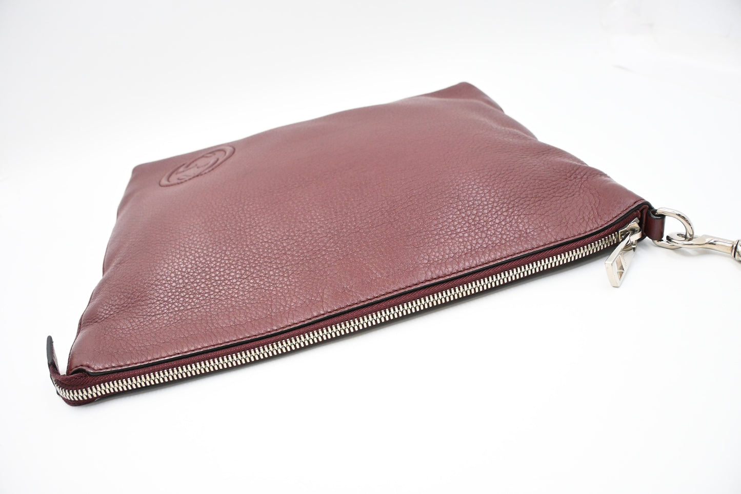 Gucci Wrist Pouch in Burgundy Leather
