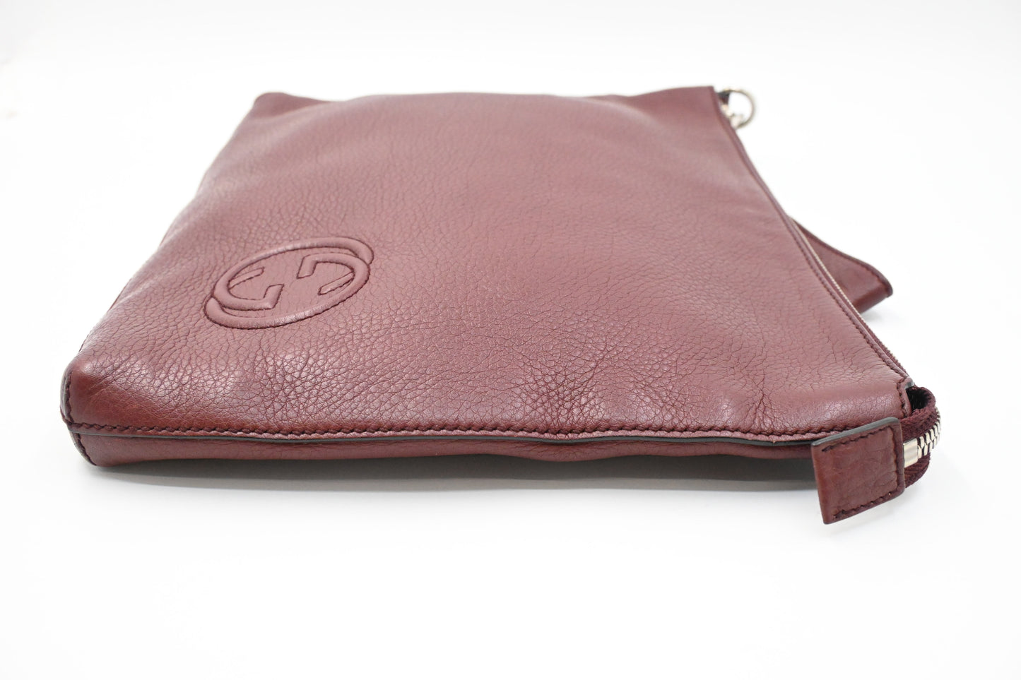Gucci Wrist Pouch in Burgundy Leather