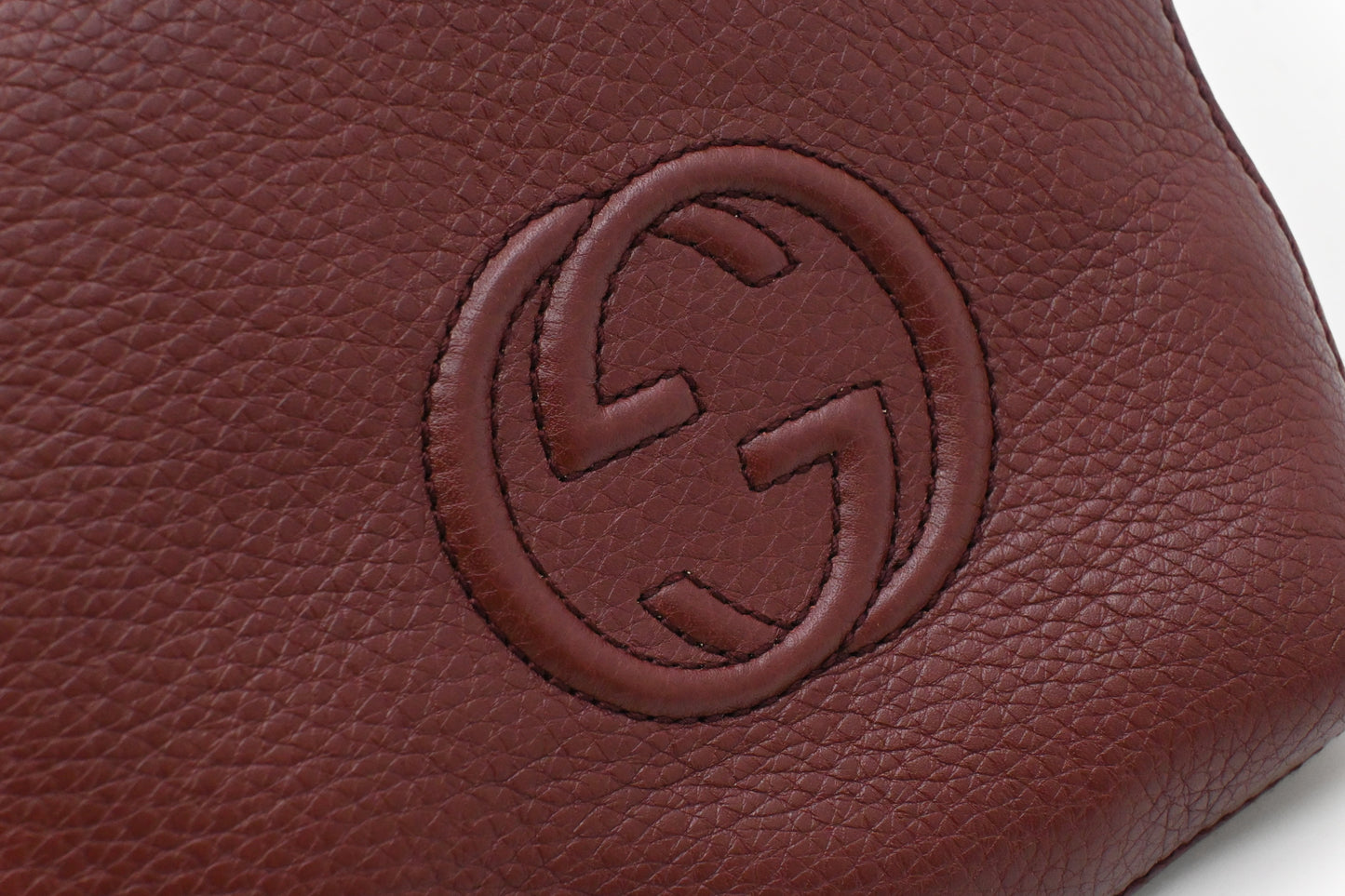 Gucci Wrist Pouch in Burgundy Leather