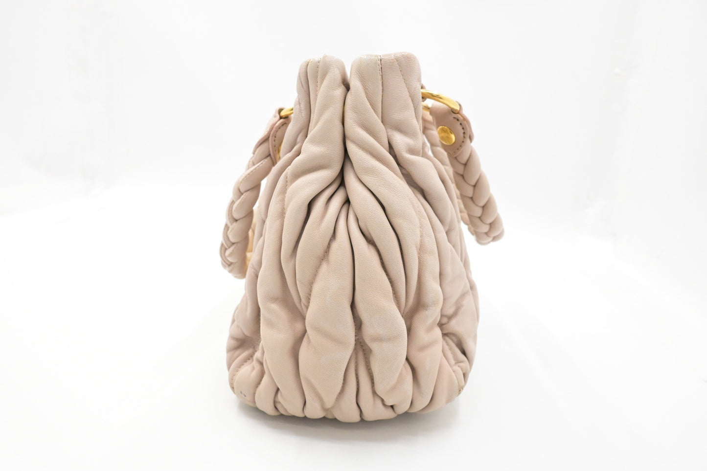 Miu Miu Bauletto Aperto Handbag in Beige Leather