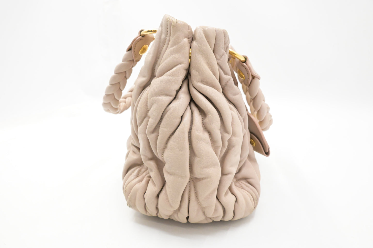 Miu Miu Bauletto Aperto Handbag in Beige Leather