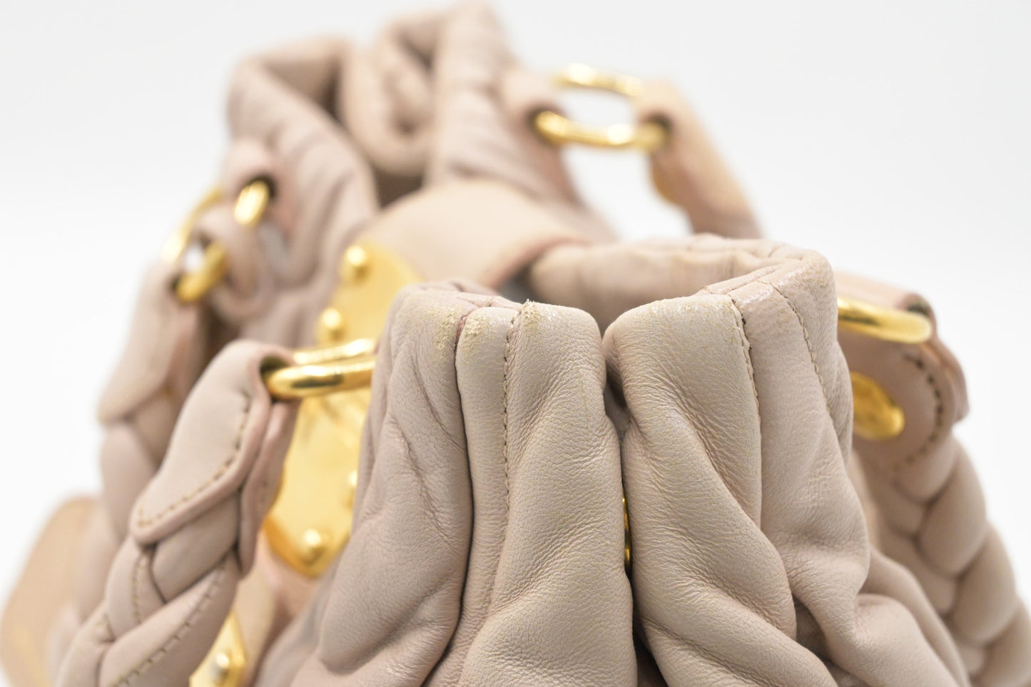 Miu Miu Bauletto Aperto Handbag in Beige Leather