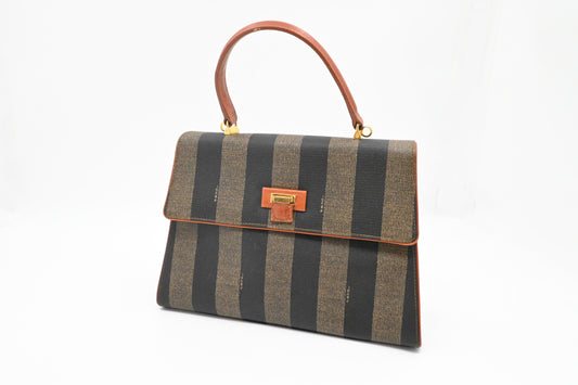 Fendi Top Handle Bag in Pequin Canvas