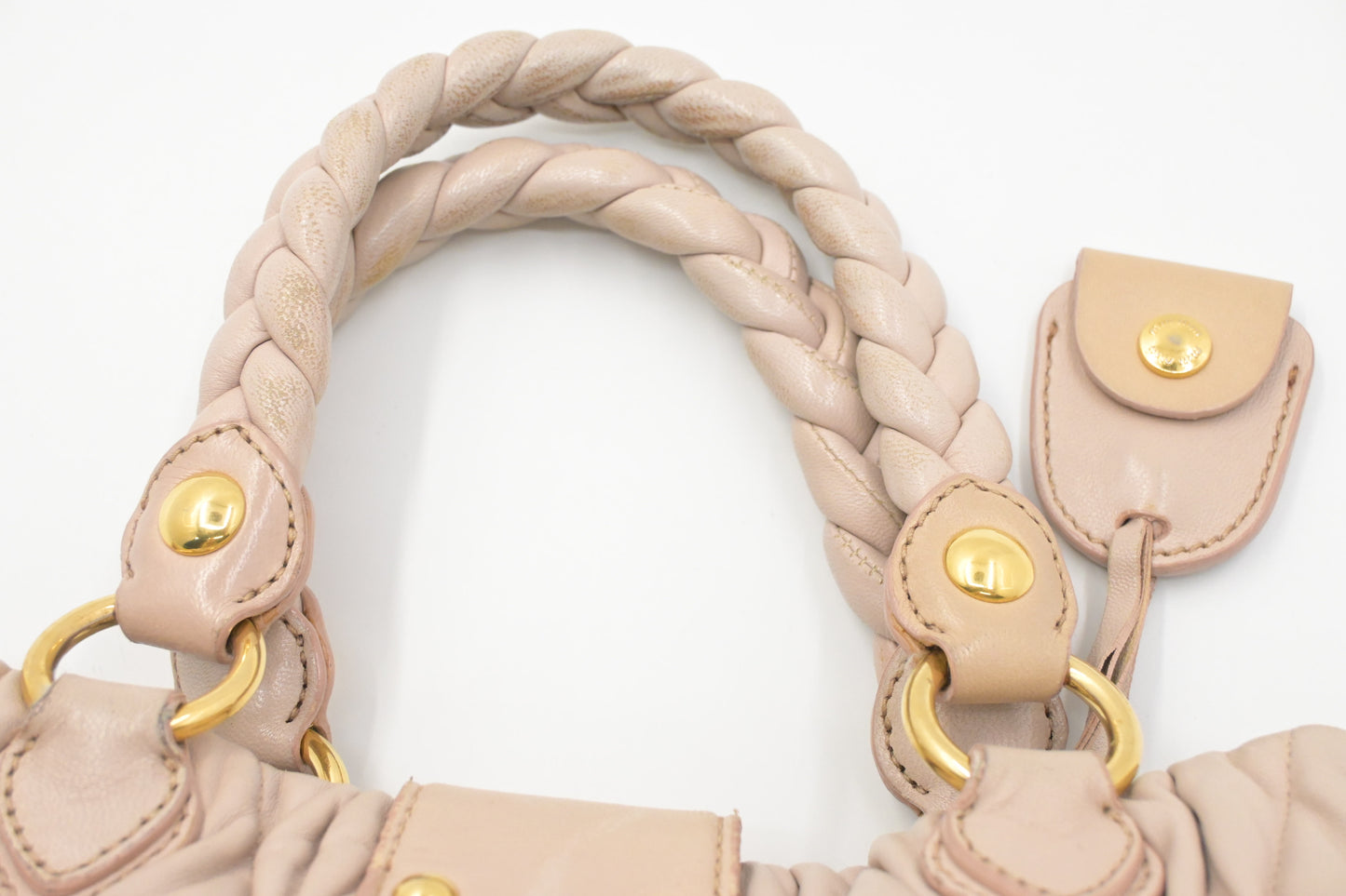 Miu Miu Bauletto Aperto Handbag in Beige Leather