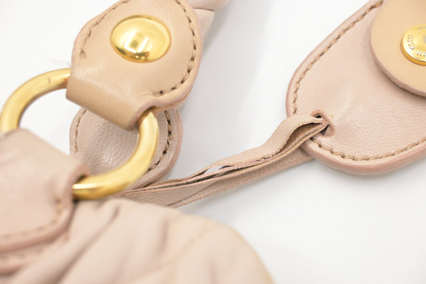 Miu Miu Bauletto Aperto Handbag in Beige Leather