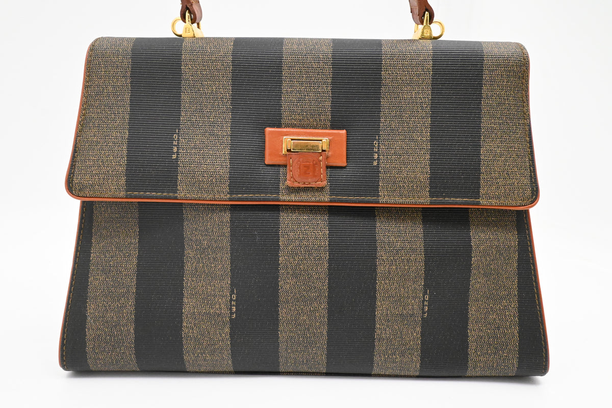 Fendi Top Handle Bag in Pequin Canvas