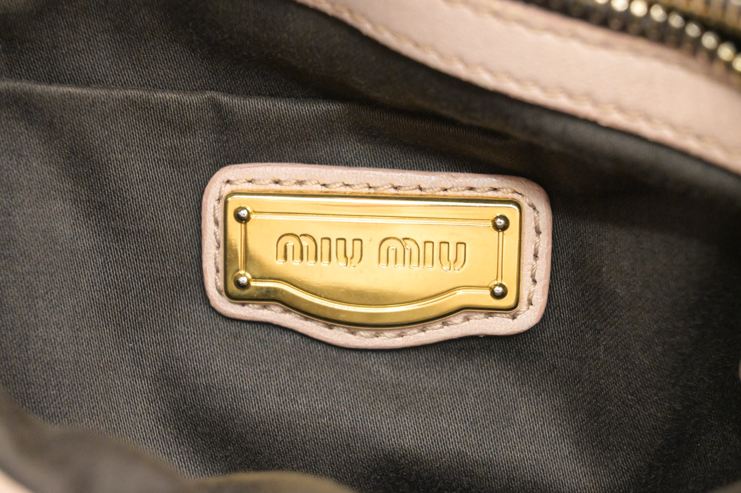 Miu Miu Bauletto Aperto Handbag in Beige Leather