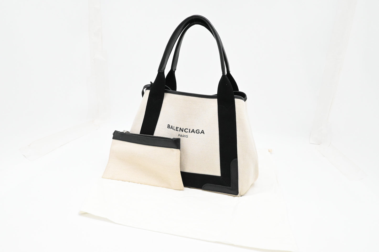 Balenciaga Cabas in White and Black Canvas