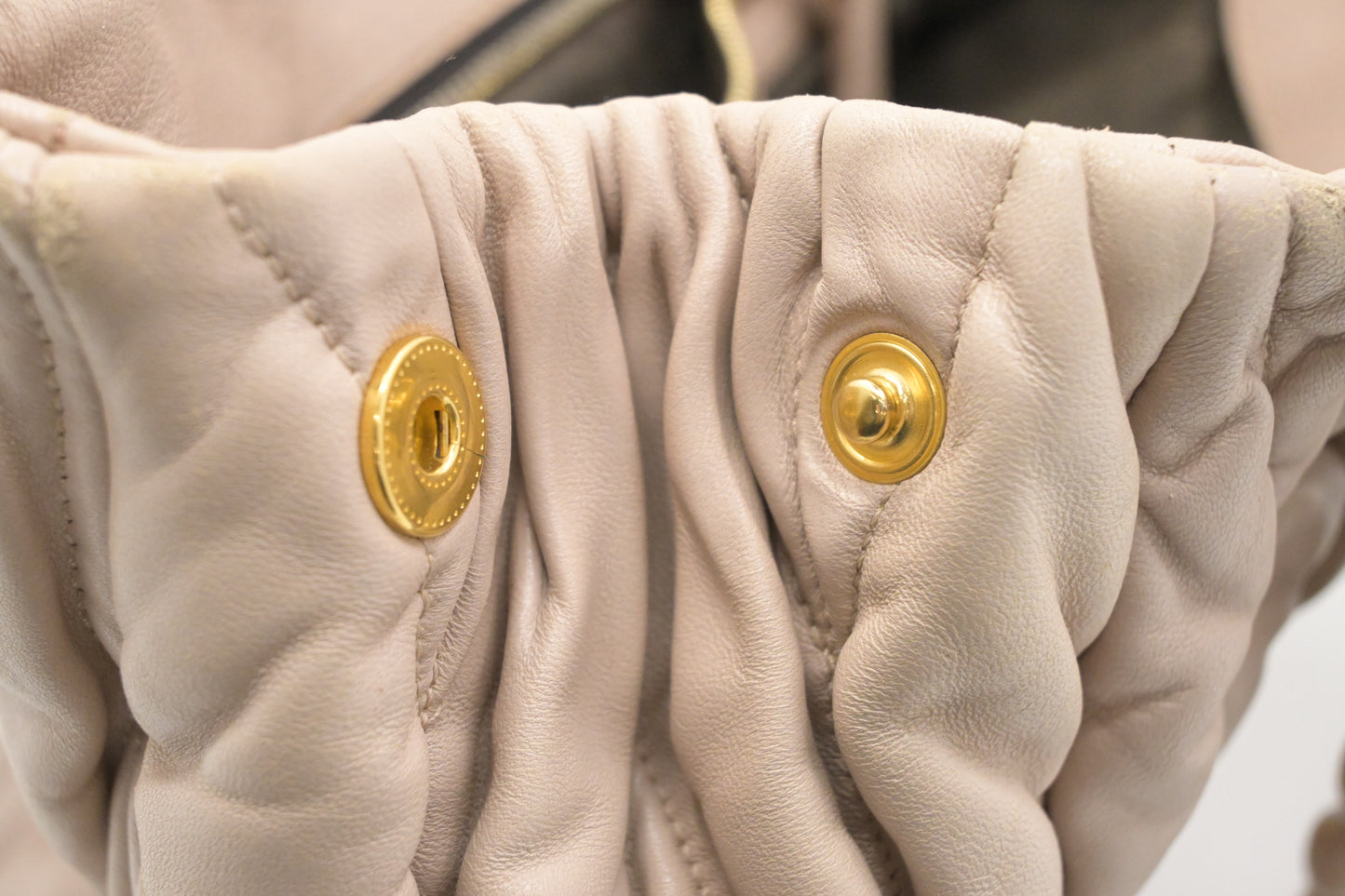 Miu Miu Bauletto Aperto Handbag in Beige Leather