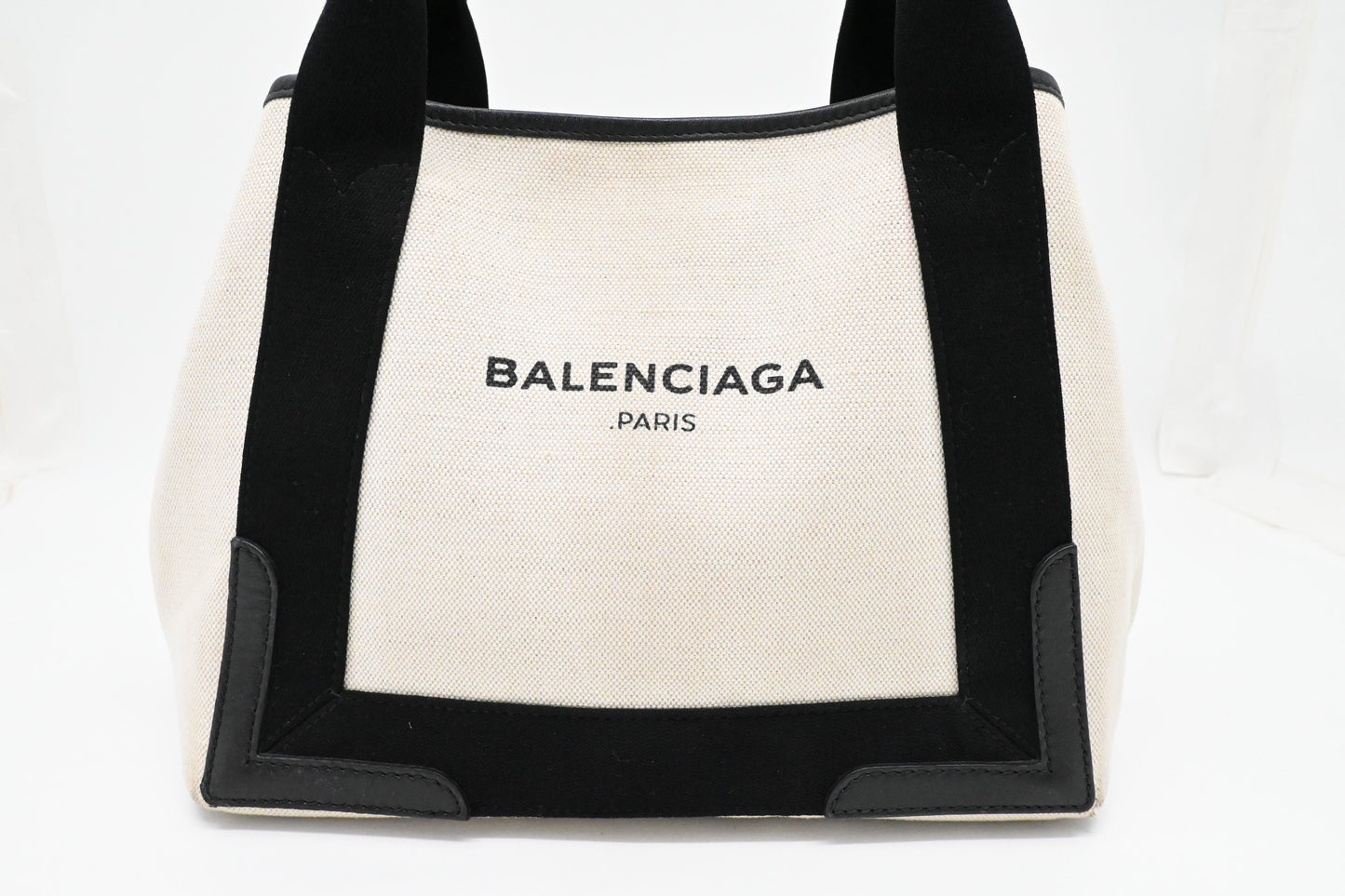 Balenciaga Cabas in White and Black Canvas