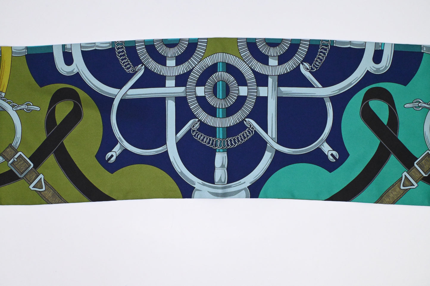 Hermes Maxi Twilly in Blue, Teal and Green Silk