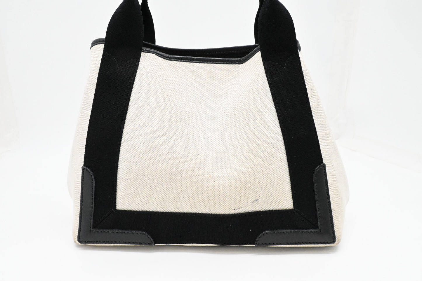 Balenciaga Cabas in White and Black Canvas