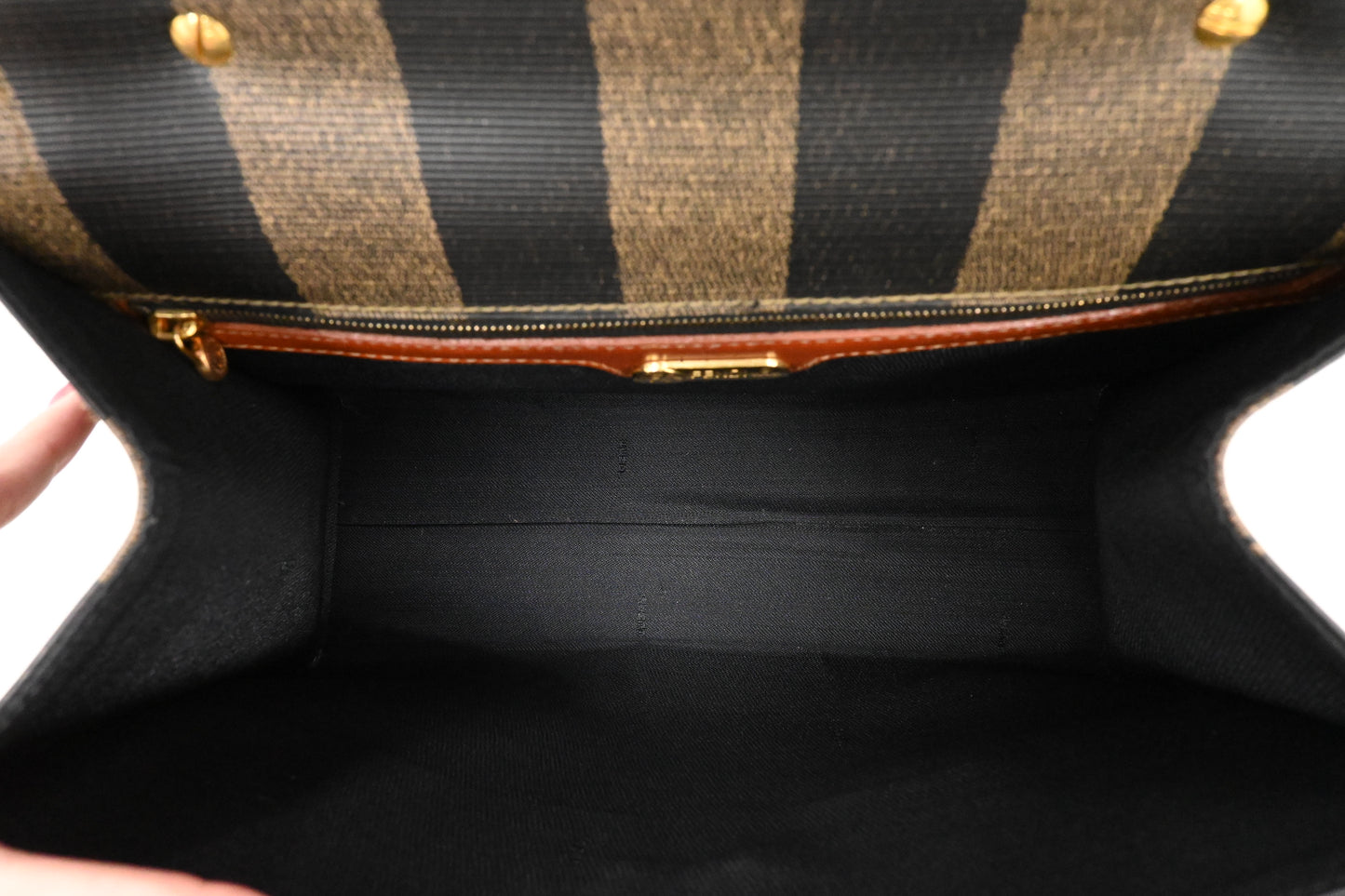 Fendi Top Handle Bag in Pequin Canvas