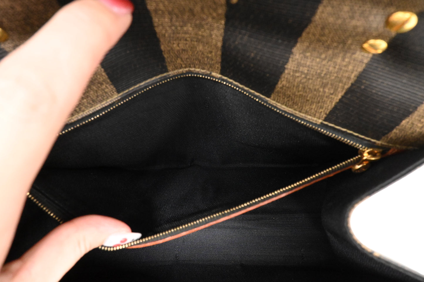 Fendi Top Handle Bag in Pequin Canvas