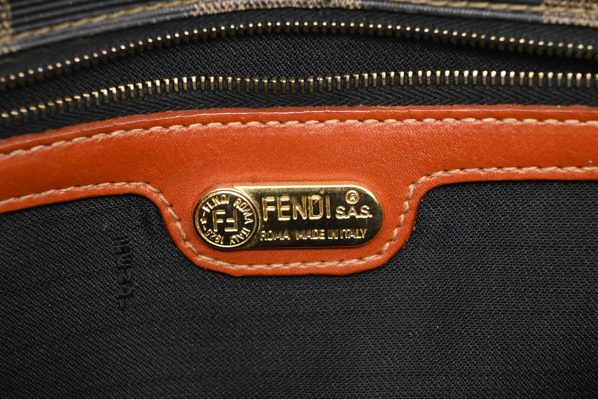 Fendi Top Handle Bag in Pequin Canvas