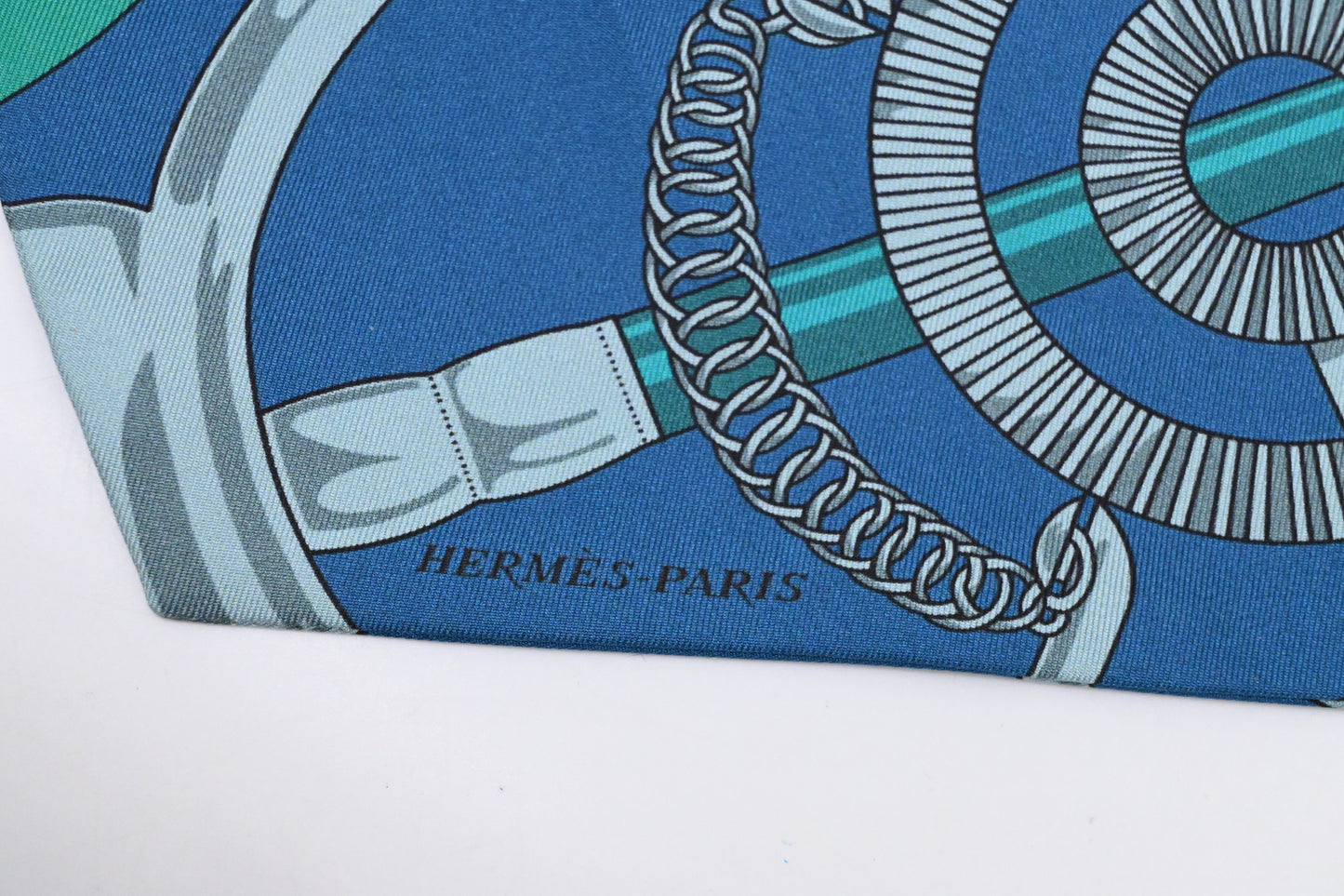 Hermes Maxi Twilly in Blue, Teal and Green Silk