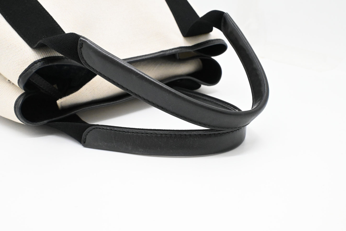 Balenciaga Cabas in White and Black Canvas