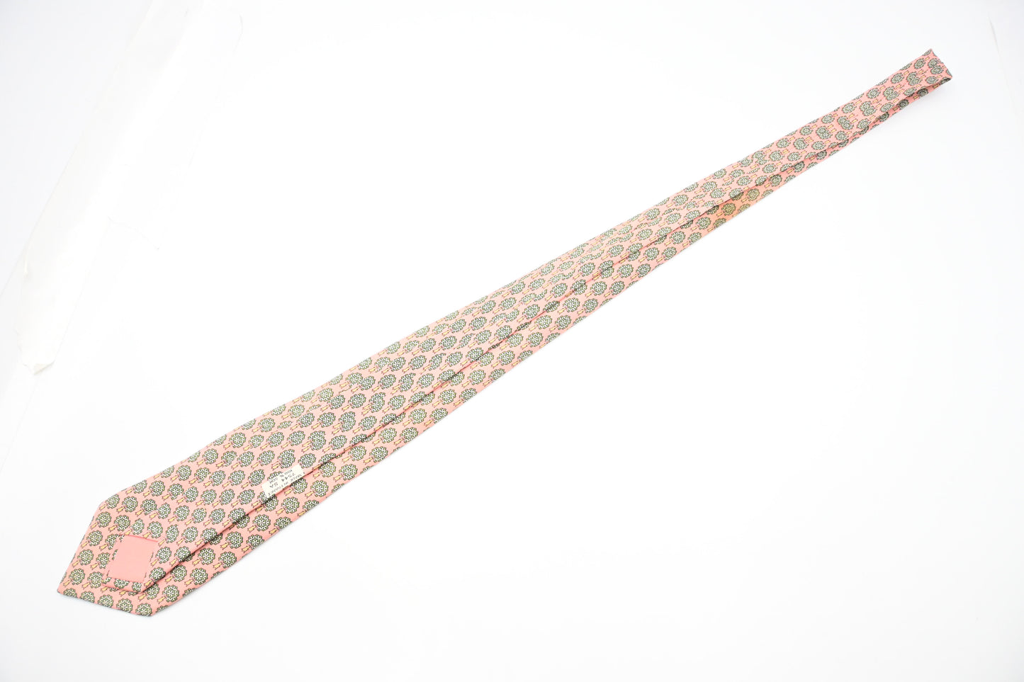 Hermes Tie in Pale Pink and Green Silk
