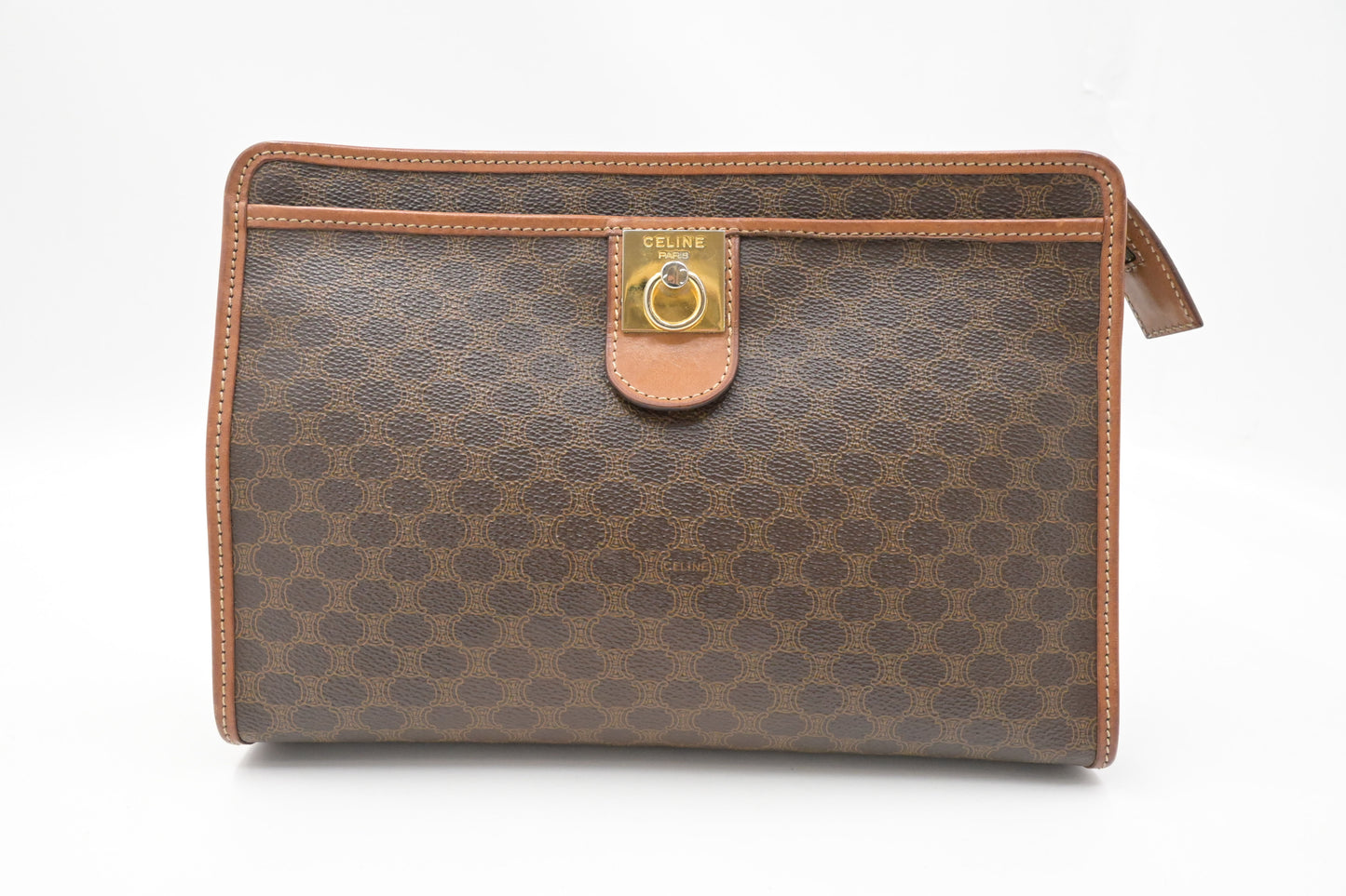 Celine Pouch in Brown Macadam Canvas
