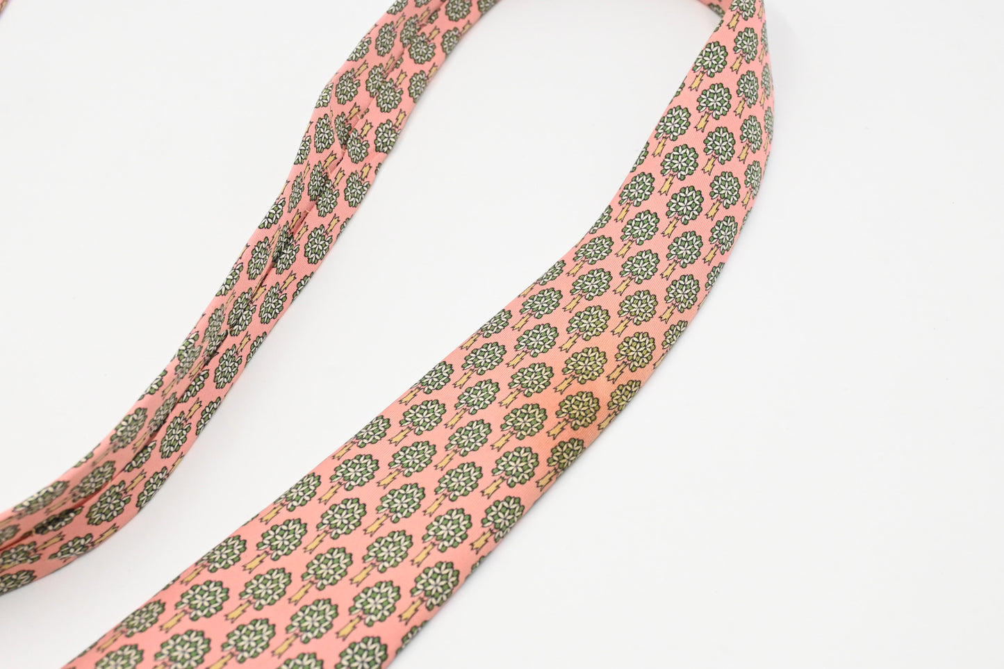 Hermes Tie in Pale Pink and Green Silk