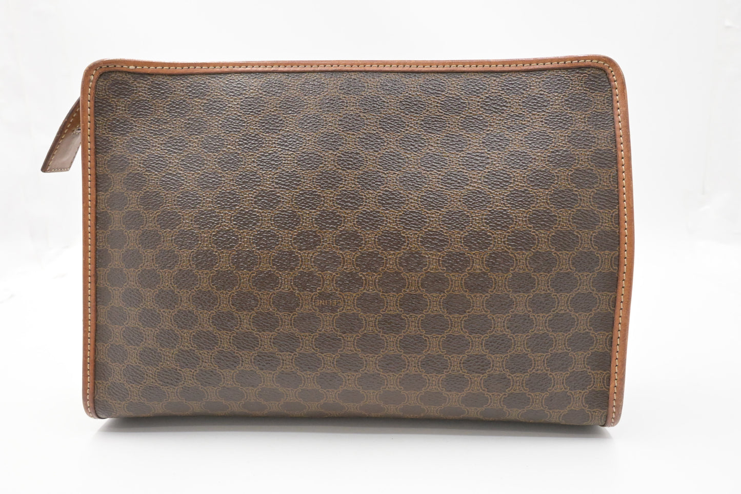 Celine Pouch in Brown Macadam Canvas